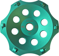 Slipskål 150mm RELLOXX VULKAN Grön PCD Hål:22.23/19 Skär:4mm Höjd:24.5